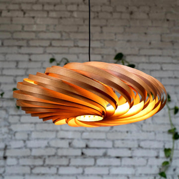 Pendant lamp 'Veneria' made of cherry wood 70 cm Gofurnit